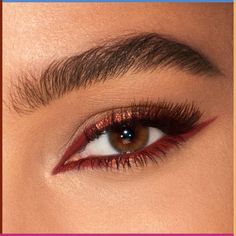 Shop Charlotte Tilbury Eye Colour Magic Liner Duo at VIOLET GREY. Complimentary shipping on orders over $50. Makeup For Red Dress Brown Eyes, Copper Eyeliner Looks, Fox Eye Eyeshadow, Colour Eyeliner Looks, Red Simple Makeup Look, Make Up Looks For Red Dress, Light Red Makeup, Coloured Eyeliner Looks, Brown Liner Makeup Eyes