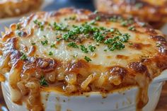 a casserole dish with meat and cheese