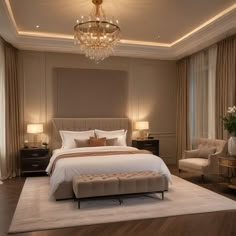 Traditional Luxury Bedroom, Bedroom New Classic, Luxurious Bedrooms Master, Bedrooms Ideas For Couples, Modern Grey Bedroom, Brown Bedroom Decor, Classy Bedroom