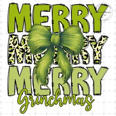 a green bow with leopard print on it and the words merry, merry, christmas