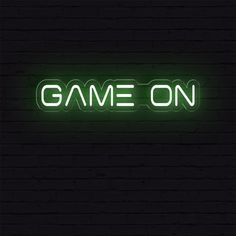 a neon sign that reads game on