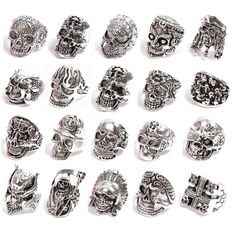 Skull Rings For Men, Money Package, Edgy Rings, Skull Wedding Ring, Skull Rings, Bag Packing, Gothic Skull, Mix Style, Skull Ring