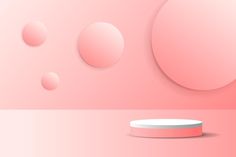 an abstract pink background with circles and a round object