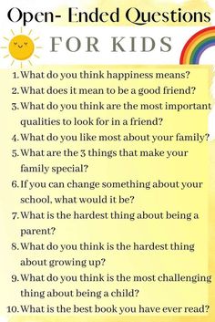 an open - ended question for kids with the words, what do you think happiness means?