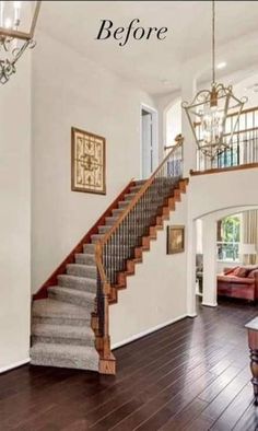 Front Hallway, Foyer Ideas, Entry Stairs, Home Makeover, Cottage Farmhouse, Black Walls, Old Houses, Exterior Design, Interior And Exterior