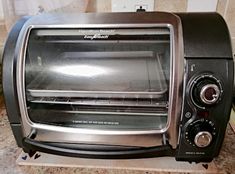 a toaster oven sitting on top of a counter