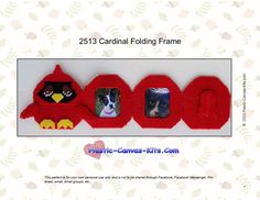 three red stuffed animals in the shape of letters that spell out cardinali - fodding frame