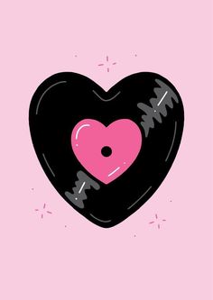 a heart with an arrow sticking out of it's center on a pink background