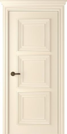 a white door with yellow trim on the front and side paneling, in an open position