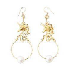 These unicorn earrings are so cute, what's not to love?  Make them your everyday pair of earrings to feel magical all the time! Unicorn Earrings, 24kt Gold, Sensitive Ears, Gold Plated Silver, Jump Rings, Statement Jewelry, Ear Wires, Freshwater Pearls, So Cute