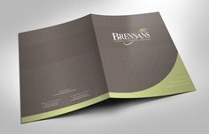 an open brochure is shown on a gray background with green accents and the words browns