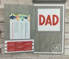 a father's day card with the word dad printed on it and an envelope