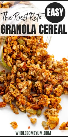 Keto Granola Cereal Low Carb Granola Recipe, Keto Granola Recipe, Low Sugar Granola, Sugar Free Granola, Keto Cereal, Low Carb Granola, Granola Recipe Healthy, Keto Granola, Low Carb Easy