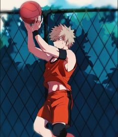 an anime character holding a basketball in his hand