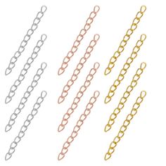 PRICES MAY VARY. 【ABUNDANT PACK】:150pcs necklace extension chain,including 50pcs gold extender chains,50pcs silver extender chains,50pcs rose gold extender chains.Perfect for you to make DIY jewelry. 【MATERIAL & SIZE】:Our tail extender chain is made of high-quality alloy, no rust, no fading, no deformation, corrosion resistance, strong acid resistance, strong alkali resistance, lead-free and nickel-free, smooth, polished.The interface will not be loosened easily, don't worry about falling, it is Necklace Extender, Bracelet Chain, Chain Extenders, Chain Gold, Small Jewelry, Small Accessories, Watches Jewelry, Silver Rose Gold, Diy Jewelry Making