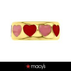 in stock Red Enamel Jewelry For Valentine's Day, Red 14k Gold Jewelry For Valentine's Day, Macy's Pink Jewelry For Anniversary, Gold Heart Print Jewelry For Valentine's Day, Valentine's Day Multicolor Enamel Jewelry, Heart Band, Easter Shopping, Quilted Coverlet, Pink Enamel