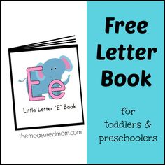 the free letter book for toddlers and preschoolers is shown in blue, pink