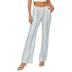 Stay comfortable with style all day long in these casual linen pants. This comes in a lightweight, breathable material that keeps you fresh and sweat-free in hot weather. High quality linen blend fabric feels soft, cool, refreshing, and smooth on the skin. Made to let you move freely and comfortably, these durable stretch bottoms will last through multiple washes and wears for many years down the line. Its the perfect casual pants to wear in the warm summertime season. These must-have wide leg pants will have anyone looking and feeling great in their body while wearing these bottoms. It highlights the right curves to give you confidence and is easy to style outfits with. Pair these with a crop top or tank for a casual everyday look with sneakers or style it with sandals as a beach coverup. Bohemian Drawstring Bottoms For Beach Season, Summer Linen Drawstring Pants, Bohemian Straight Leg Summer Bottoms, Casual Linen Bottoms For Beach Season, Summer Straight Leg Bottoms With Drawstring, Linen Pants For Beach Day Out, Vacation Linen Bottoms With Drawstring, Linen Beach Loungewear Pants, Summer Linen Pants For Beach Season