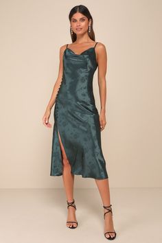 Green Midi Dress - Green Satin Dress - Floral Jacquard Midi Dress - Lulus Summer Jacquard Midi Dress For Party, Summer Party Jacquard Midi Dress, Elegant Green Jacquard Dresses, Green Jacquard Dress For Formal Occasions, Formal Green Jacquard Dress, White Midi Dresses, Midi Dress Satin, Dresses With Cowboy Boots, Green Satin Dress