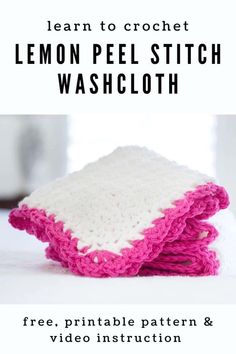 Simple crochet stitches are all you need to crochet this Lemon Peel Stitch washcloth. Add the scallop edge crochet border to put a charming finish on your washcloth. Nab the free pattern. https://nourishandnestle.com/crochet-washcloth-pattern/ Crochet A Washcloth, Lemon Peel Stitch Crochet, Crochet Lemon, Edge Crochet