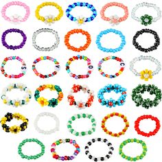 PRICES MAY VARY. Quality Material: the bead rings are made of quality glass, lightweight, durable, safe and non-toxic, and it's not easy to scatter Size and color: the diameter of the daisy flower bead rings is 0.7 inches, which is suitable for most people's hands; And the color of our product are blue, red, white and so on, colorful rings will make you be more charming Package includes: you will receive 29 pieces of rings, including daisy flower beads, vsco boho beach rings, rice bead rings and Flower Beaded Ring, Handmade Xmas Gifts, Rings Colorful, Men Boho, Rings Cute, Couples Rings, Beach Rings, Bead Rings, Rings Promise