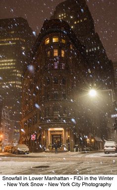 snow falls in manhattan - fild in the winter