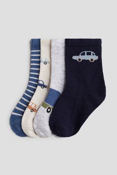 Fine-knit socks in a soft cotton blend with elasticized tops. Blue Car, Greek Life, Knit Socks, Knitting Socks, Dark Blue, H&m, Tights