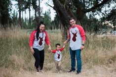 Plaid Deer Family Christmas Pajamas - Matching Christmas Shirts for the Whole Family - Men's, Women's, Youth, Toddler, Infant - Red Raglan