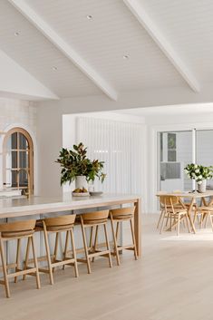 the kitchen is clean and ready to be used as a dining room or office space