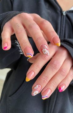 2023 Nails, Broken Nails, Spring Nail, Orange Nails, Short Acrylic Nails