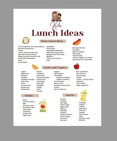 the lunch menu is shown in red and white