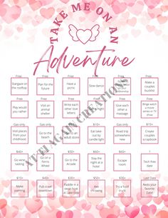 valentine's day game with hearts on it and the words make me on my adventure