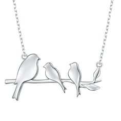 PRICES MAY VARY. Adorable Design: A big bird and two small birds standing on the branch pendant necklace. Material: 925 sterling silver, great option for most metal allergies. Tarnish resistant, Nickel-free, Lead-free, Cadmium-free; Plating: white gold plated. Pendant Size: 1.18" x 0.59" (Approximately); Chain Length: 16" + 2" extension chain that secures with a lobster-claw clasp. When we have a place to live, we call it our home when we have someone to love, we call it our family and we have b Branch Necklace, Bird On Branch, Sterling Necklaces, Bird Necklace, Kids Necklace, Wire Necklace, Birthday Gifts For Women, Womens Jewelry Necklace, Gifts For Women