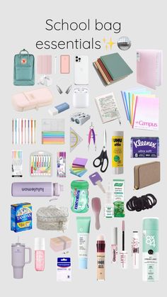 7th Grade Must Haves, What To Put In Your School Bag Year 7, School Bags Highschool, Backpack Essentials Highschool, Aesthetic Backpacks For School, What To Pack For School, Cute Backpacks For Highschool, High School Essentials