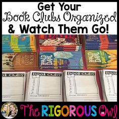 books are stacked on top of each other with the text get your book club organized and watch them go