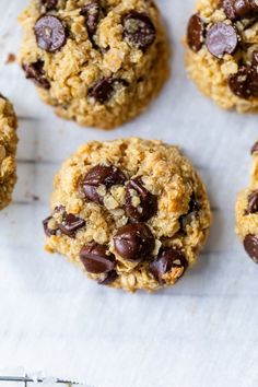 cookies with chocolate chips and oats on top