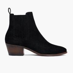 Women's Comfortable 2" Heel Dreamer Bootie In Black Suede - Thursday Thursday Boots Women, Black Suede Chelsea Boots, Boots For Women Ankle, Thursday Boot Company, Thursday Boots, Heeled Chelsea Boots, Boot Companies, Suede Chelsea Boots, Chelsea Boots Women