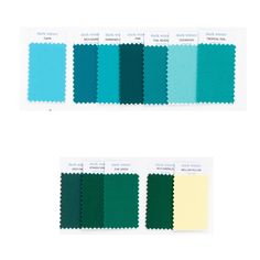 the color swatches are showing different shades of blue, green and yellow on each side