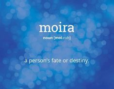 the word moira is written in white on a blue background with bokets