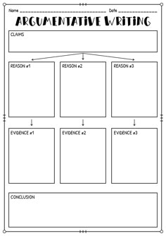 an argument worksheet with the words argument and writing