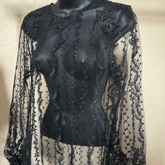 Size S Nwt Elegant Black Sheer Blouse, Elegant Black Stretch Blouse, Black Lace Blouse With Sheer Sleeves, Glamorous Black Sheer Blouse, Elegant Stretch Blouse By Zara, Elegant Stretch Zara Blouse, Elegant Zara Lace Blouse, Black Lace Zara Dress, Elegant Black Zara Blouse