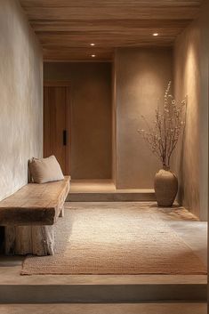 Muted Entryway in a Wabi Sabi style utilizes soft, subdued colors to create a calm and inviting space. This theme is perfect for those seeking a tranquil entry that soothes the senses upon arrival. The use of muted tones helps to enlarge the perceived space and offers a blank canvas for personal touches and decorations. Furnishings are minimal and functional, chosen to blend seamlessly into the gentle color scheme. Explore Muted Entryway ideas to create a peaceful, welcoming entrance to your ... Mediterranean Entryway Ideas, Wabi Sabi Entrance, Wabi Sabi Entryway, Mediterranean Entryway, Museum House, Wabi Sabi Home Decor, Creating An Entryway, Wabi Sabi Interior, Sabi Style