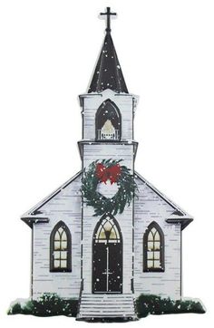 12 Embossed Metal Winter Church - MD0620 - The Wreath Shop Church Wreath, Diy Christmas Decorations Dollar Store, Frames Pictures, Christmas Beach, Quotes Heart, Country Churches, Bazaar Crafts, Church Signs, Christmas Church