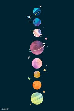 the solar system with five planets and stars