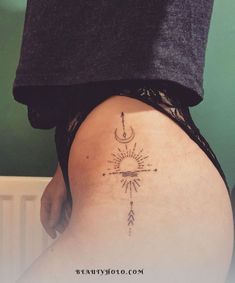 the back of a woman's thigh with a tattoo on it