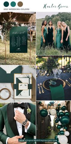 green and gold wedding color palettes for the bridesmaid's dress code