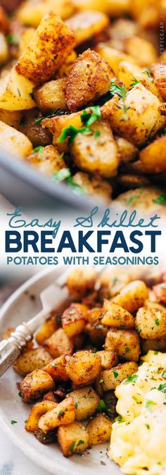 the cover of breakfast potatoes with seasonings