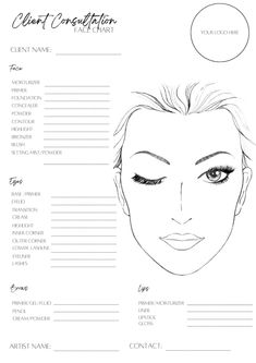 This make-up face chart has been designed for all pro make-up artists and beauty enthusiasts who would like to use them for clients when booked for a bridal make-up trial or prepping/designing for an upcoming event or merely just to practice on. This product is a digital product which is printable and can be edited on Canva where you can make it your own: - Add your company logo - Play around with colours - Play around with different fonts Eye Makeup Practice Sheet, Blank Face Chart, Face Template Makeup, Mac Face Charts, Blank Face, Makeup Masterclass, Skin Tone Makeup, Face Charts, Face Template