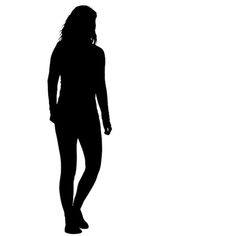 the silhouette of a woman standing in front of a white background