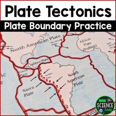 a close up of a map with the words plate tectonics on it